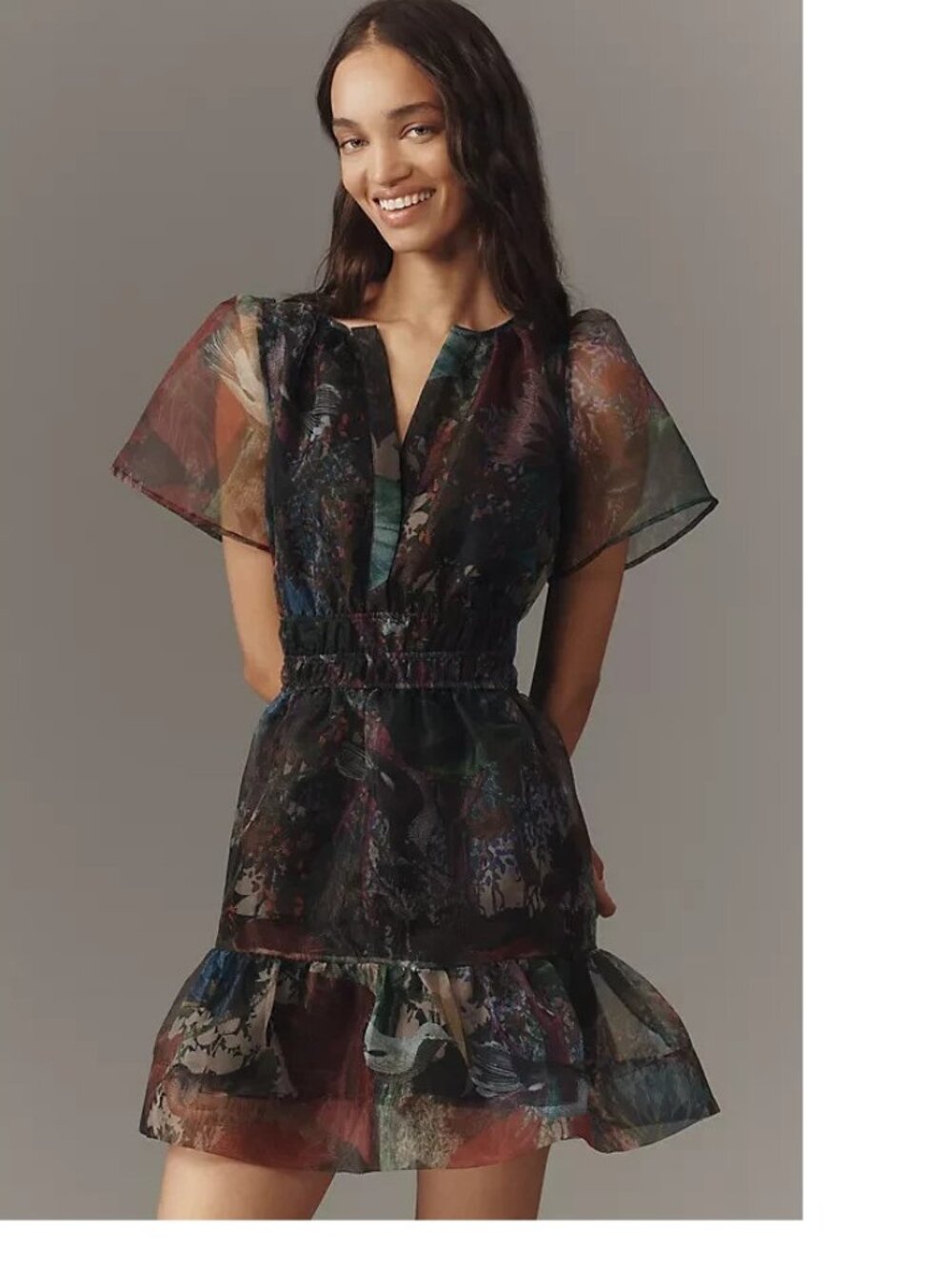 Anthropologie Somerset Organza Mini Dress new with tag nwt size L Burgundy